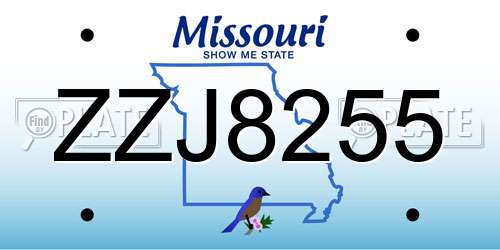 ZZJ8255 Missouri License Plate