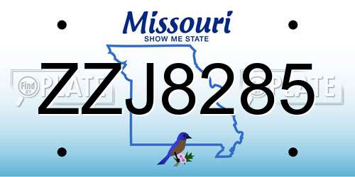 ZZJ8285 Missouri License Plate