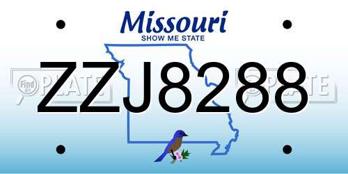 ZZJ8288 Missouri License Plate