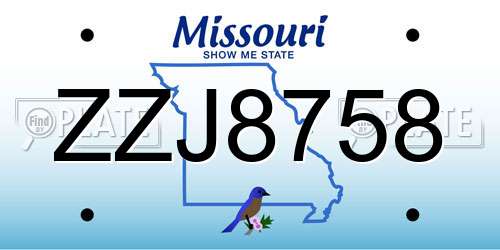 ZZJ8758 Missouri License Plate