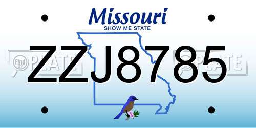 ZZJ8785 Missouri License Plate