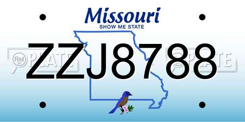 ZZJ8788 Missouri License Plate