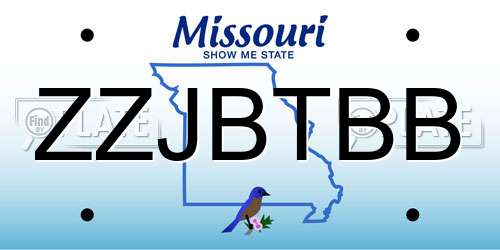 ZZJBTBB Missouri License Plate