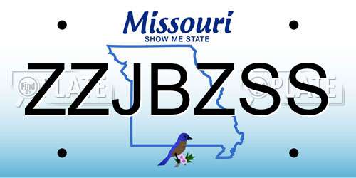 ZZJBZSS Missouri License Plate