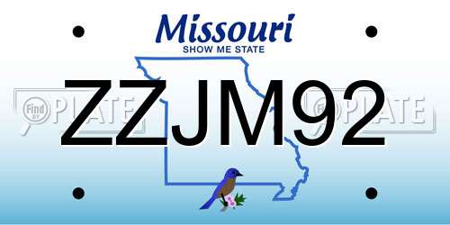 ZZJM92 Missouri License Plate