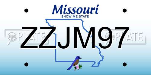 ZZJM97 Missouri License Plate