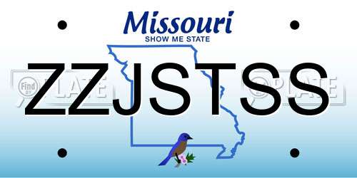 ZZJSTSS Missouri License Plate