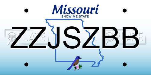 ZZJSZBB Missouri License Plate