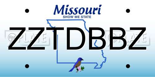 ZZTDBBZ Missouri License Plate