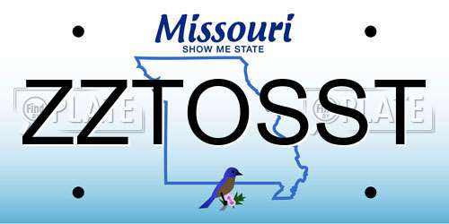 ZZTOSST Missouri License Plate