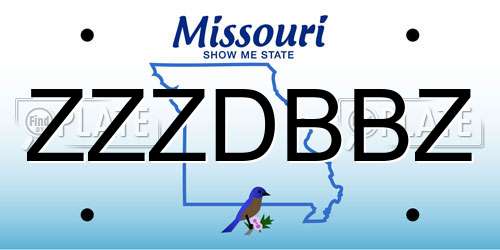 ZZZDBBZ Missouri License Plate