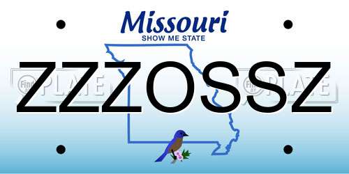 ZZZOSSZ Missouri License Plate