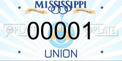 00001 Mississippi License Plate