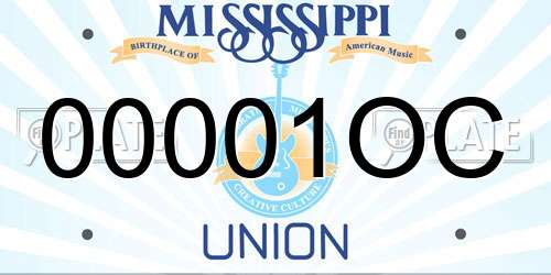 00001OC Mississippi License Plate