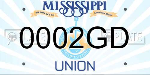 0002GD Mississippi License Plate