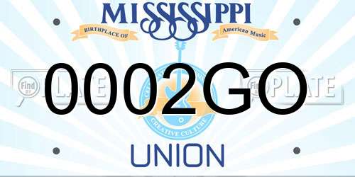 0002GO Mississippi License Plate