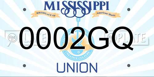 0002GQ Mississippi License Plate