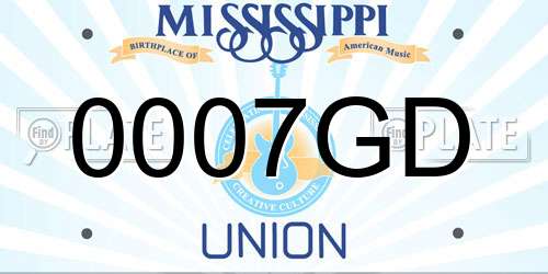 0007GD Mississippi License Plate