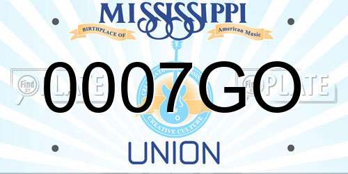 0007GO Mississippi License Plate