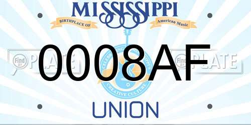 0008AF Mississippi License Plate