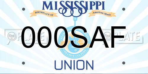 000SAF Mississippi License Plate