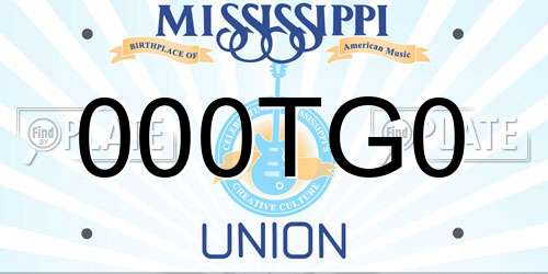 000TG0 Mississippi License Plate