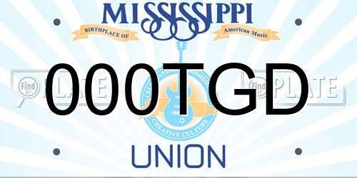 000TGD Mississippi License Plate
