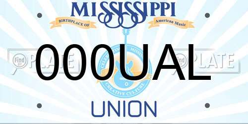 000UAL Mississippi License Plate