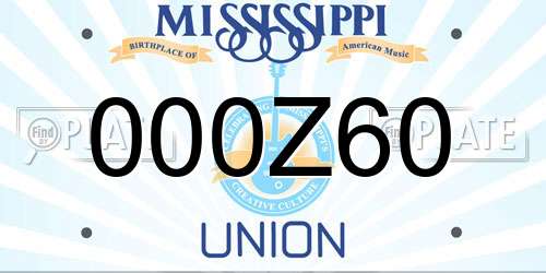 000Z60 Mississippi License Plate