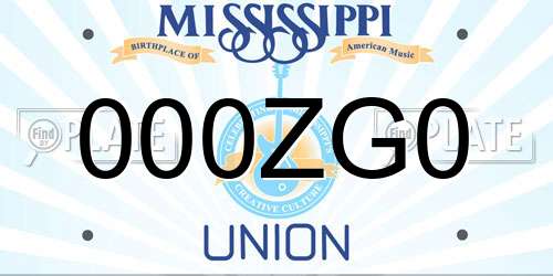 000ZG0 Mississippi License Plate