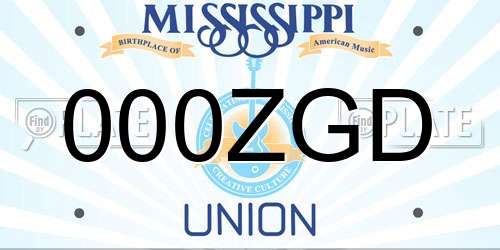 000ZGD Mississippi License Plate