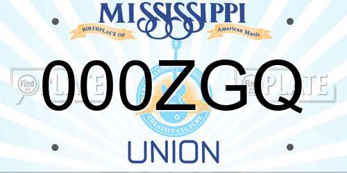 000ZGQ Mississippi License Plate