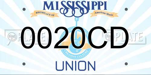 0020CD Mississippi License Plate