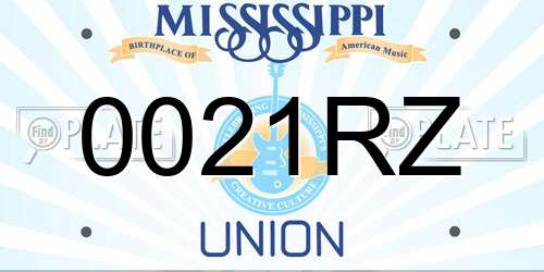 0021RZ Mississippi License Plate