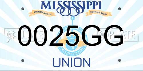 0025GG Mississippi License Plate
