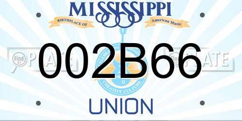 002B66 Mississippi License Plate