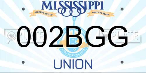 002BGG Mississippi License Plate