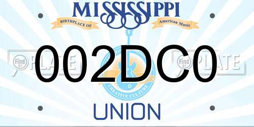 002DC0 Mississippi License Plate