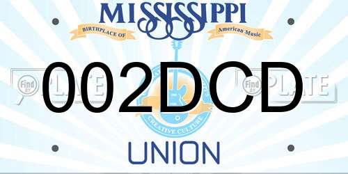 002DCD Mississippi License Plate