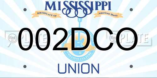 002DCO Mississippi License Plate