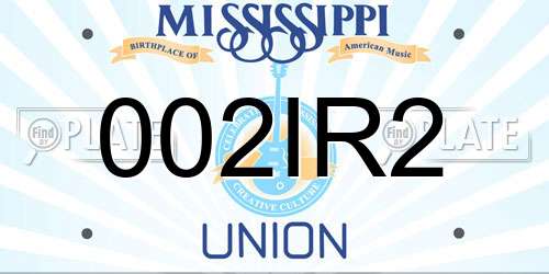 002IR2 Mississippi License Plate