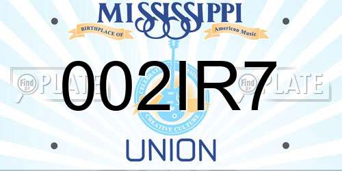 002IR7 Mississippi License Plate