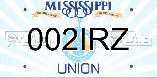 002IRZ Mississippi License Plate