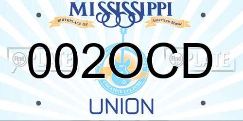 002OCD Mississippi License Plate