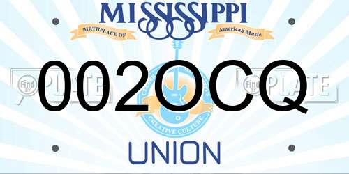 002OCQ Mississippi License Plate