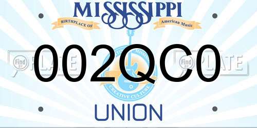 002QC0 Mississippi License Plate