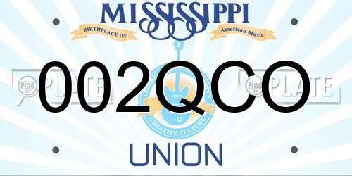 002QCO Mississippi License Plate