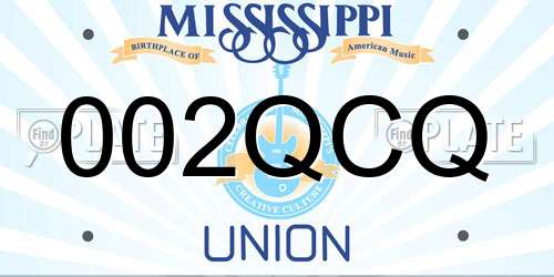 002QCQ Mississippi License Plate