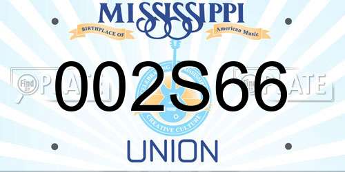 002S66 Mississippi License Plate