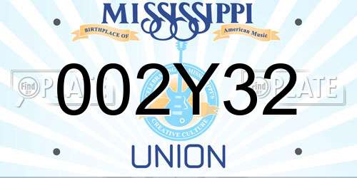 002Y32 Mississippi License Plate
